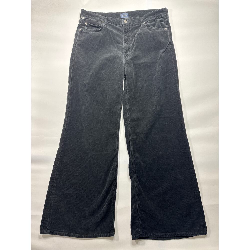 Citizens of Humanity Women's Wide Leg Black Corduroy Pants - Size 33 (35x30.5)‎